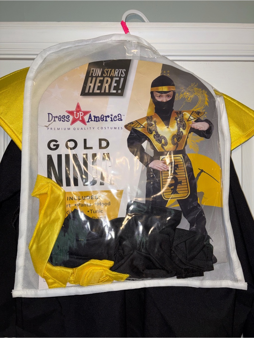 Dress Up America Ninja Costume Complete Outfit Black/Gold M (8-10) #288